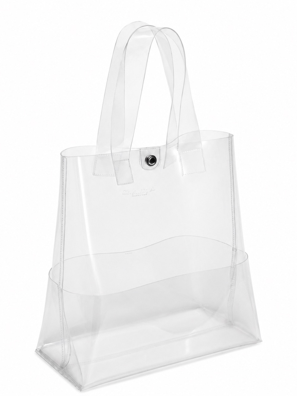 Zara TRF Trafaluc Clear PVC Transparent Tote Bag Large Shoulder Bag Snap Closure